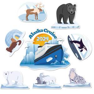 New Alaskan-Themed Cross-Border <b>Refrigerator</b> Magnets Including Cruise Ships Glaciers Animals Logo-shaped Door Magnets for Party - Product Image 1