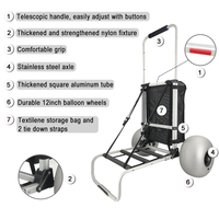 Chariots de pêche utilitaires pliants en aluminium Caddy Beach Carts Trolley with Balloon Wheels