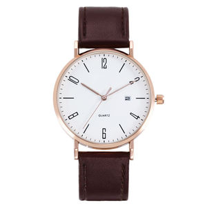 นาฬิกาควอตซ์ดีไซน์เรียบง่ายสำหรับผู้ชาย OEM สายหนัง โลโก้สั่งทำได้ นาฬิกาจักรกลแบบมินิมอล - Product Image 3