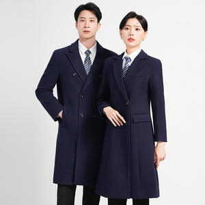 Abrigo Profesional Grueso de Doble Botonadura para Otoño e Invierno, para Hombre y Mujer, Negro, Atuendo Formal, para Viajeros Diarios, <span class=keywords><strong>Vendedores</strong></span>, para Usar en la Oficina, Largo - Product Image 2