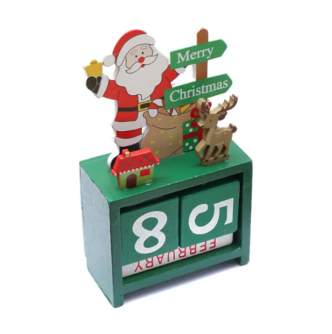 Christmas Advent Countdown Calendar Number Date Wooden Blocks Tabletop Desk Calendar Decoration for Home Office Decoration