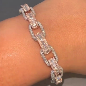 Contemporary 925 Sterling Silver Hip Hop Style Platinum Plated Bracelet Brilliant Cut Moissanite Cuban Link Design for <b>Men</b> Women - Product Image 4
