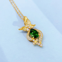 Collier pendentif en diopside naturel, argent sterling 925, pendentifs et breloques raffinés, bijoux en pierres précieuses, pierre naturelle pour femmes, vente en gros