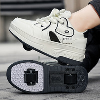 Chaussures de sport pour enfants avec roues cachées, baskets à double roue, tige synthétique, semelle intermédiaire en EVA, semelle extérieure en caoutchouc, doublure en mesh