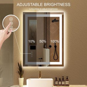 Miroir rectangulaire suspendu en laiton brossé, bordure étroite, style minimaliste, pour chambre à coucher, salle de bain, hôtel, projet sur mesure - Product Image 3