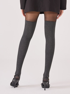 Nuevas Pantimedias de Mujer con <span class=keywords><strong>Efecto</strong></span> de Piel Sintética y Diseño de Parches por Encima de la Rodilla |   Medias térmicas autocalentables para el cuidado de las rodillas |   Medias adelgazantes con corte en T para las piernas - Product Image 6