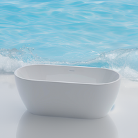 Baignoire autoportante ovale contemporaine en acrylique conforme à la norme CE pour appartement, usage intérieur et hôtelier