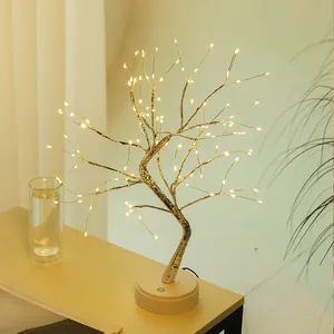 Luz de árbol Usb para decoración del hogar, iluminación de vacaciones, 108 Led, alambre de cobre, luces nocturnas, lámpara de árbol de Navidad