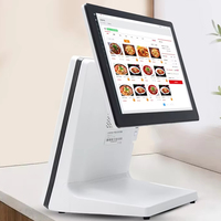 Terminal de point de vente Android à double écran tactile OEM 15,6 pouces, écran tactile capacitif 10 points, 8 Go + 128 Go, scanner, imprimante, Wi-Fi, restaurants