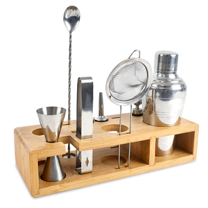 Estante de madera para coctelería, soporte de bambú para vasos, expositor de vasos de chupito, estante de secado para botellas de vino, bañeras ovaladas para bebidas. - Product Image 1
