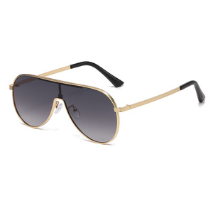 Lunettes de soleil pilote vintage 2026 avec logo personnalisé, monture large, verre monobloc, protection UV400, en métal, pour hommes et femmes - Product Image 4