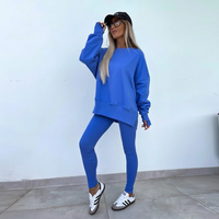 BR7088 Vêtements pour femmes printemps, décontracté, uni, manches longues, mélange polyester/coton, fendu