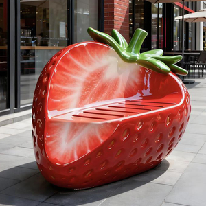 Silla de FRP con Diseño de Fresa, Muebles para Patio Infantil, Silla de Fibra de Vidrio con Forma de Plátano, Asiento Único para Interiores - Product Image 1