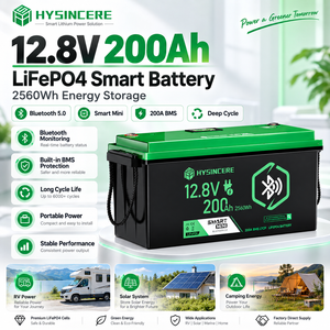 แบตเตอรี่ Smart <span class=keywords><strong>Mini</strong></span> <span class=keywords><strong>12V</strong></span> 200Ah LiFePO4 พร้อมบลูทูธ 5.0 หน้าจอ LCD แสดงความจุ 2560Wh 200A BMS LTCP สำหรับรถพ่วงพลังงานแสงอาทิตย์และเรือ - Product Image 1