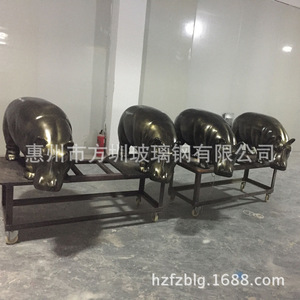 Sculpture en résine d'hippopotame, décoration d'animal contemporaine à poser au sol en extérieur, fabriquée à Huizhou - Product Image 4