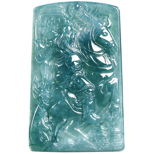 จี้หยกน้ำเงินเกรด A ไทบา เนเชอรัล รูปมังกร <span class=keywords><strong>กวน</strong></span>อู แบบน้ำแข็ง ทำจากทังสเตน สำหรับสร้อยคอผู้ชายและผู้หญิง - Product Image 5