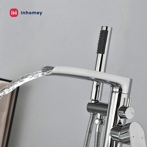 Robinet de <span class=keywords><strong>baignoire</strong></span> sur pied finition chromée avec douchette à main et inverseur 2 voies - Product Image 4