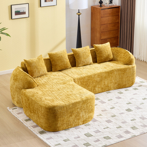Boucle L-shaped Sectional <b>Sofa</b> Set Compressed Design for Living Room High-Elastic Sponge Comfort - Product Image 4