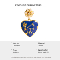 Colliers pendentifs en cuivre et laiton pour femmes ACME, vente chaude, dernières nouveautés, vente en gros d'usine, insert en émail bleu, élément flèche et fleur