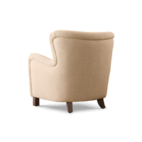 Fauteuil Minimaliste en Tissu pour Salon, avec Ailes Évasées et Accoudoirs Inclinés, Pieds en Chêne, Écologique, Idéal Hôtel et Appartement