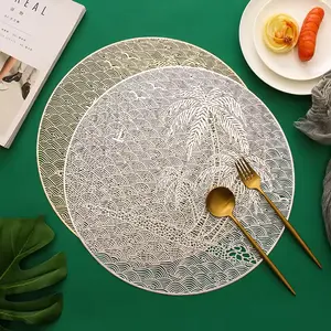 Ychon PVC simple summer island style coconut tree Western food mat oil-proof round dining mat coaster home decoration