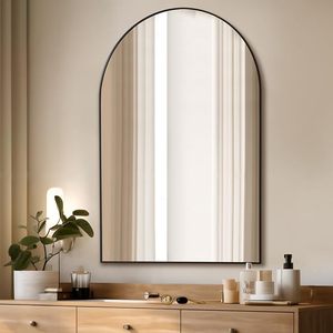 Usine Hotsale Portable léger arqué-top noir doré cadre en métal antirouille clair imagerie monté miroir de décoration murale - Product Image 2