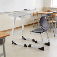 Ensemble chaise et pupitre scolaire avec tablette d'écriture pour les écoles primaires et secondaires - Mobilier scolaire en plastique de couleur personnalisée, design moderne