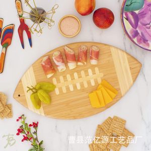 Bamboo Cutting Board Rugby Ball <b>Shape</b> Wooden Kitchen Chopping <b>Block</b> Fruit Serving Tray Customizable Size - Product Image 1