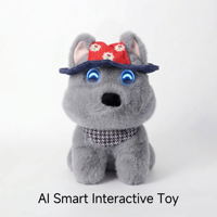 Robot interactif IA personnalisable en peluche chien Westie gris, compatible ChatGPT, 60+ langues, mignon, éducatif, pour enfants, unisexe, émotionnel et social