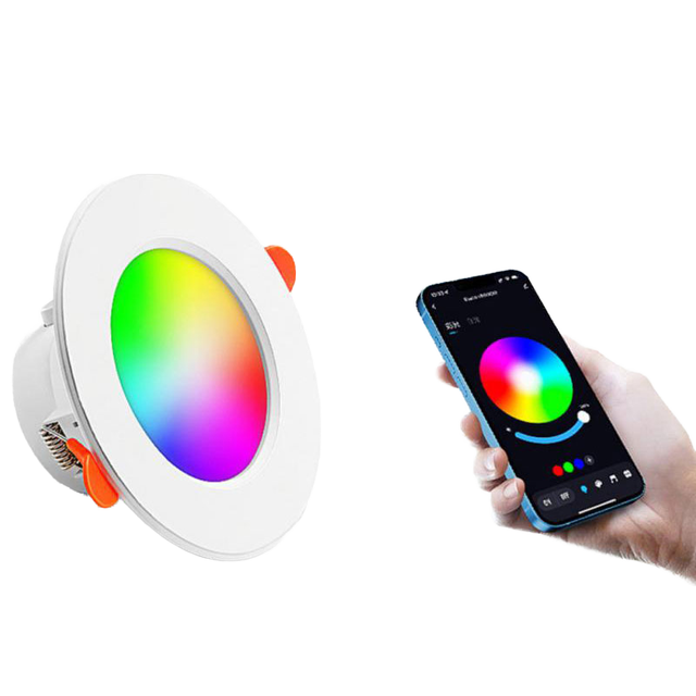 Tuya Smart Modern Bedroom RGBCW Full Color LED Downlight Dimmable Smart Life APP Control 85-265 Voltage Remote Control