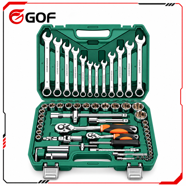 Professional 61-Pcs Car Motorcycle Repair Tool Set High Quality  Fast Ratchet Wrenches Hand Hard Case Multi-Function