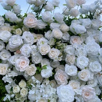 Meistverkaufte Maßgefertigte Künstliche Seiden-Blumenwand mit Weißen Rosen für Hochzeiten und Partydekoration