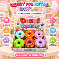 Vente en gros de jouets en PU de la marque MXL, en forme de beignets, avec visages mignons et colorés, pour soulager le stress, pour les enfants de 5 à 7 ans, boîte de 12 pièces
