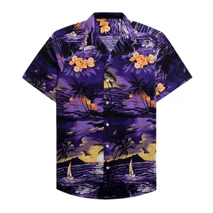 Herren 100% Baumwolle Regular Fit Kurzarm Casual Hawaiian Shirt