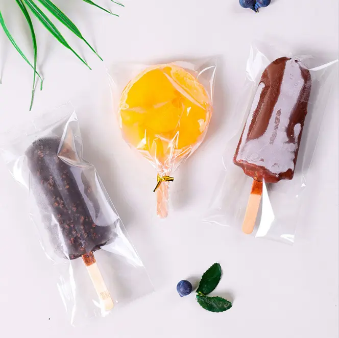 Sacchetti di imballaggio per ghiaccioli biodegradabili con pellicola in rotolo di involucri di plastica per barrette di gelato al cioccolato stampati personalizzati