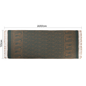 Châle en rayonne jacquard Paisley vintage, vente en gros d'usine, écharpe longue respirante en coton et lin avec franges - Product Image 5