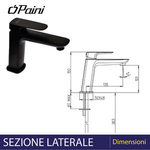 Nove MEDIUM Mélangeur de lavabo à levier unique noir sans déchets Outil de tournage fonctionnel - Product Image 3