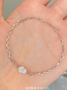Pulsera Xinfly de Oro Sólido de 18K con Diamante Cultivado en Laboratorio de 1 Quilate, Corte Ovalado, Cadena de Eslabones Mariner Vintage, Pulsera Solitaria con Ancla - Product Image 1