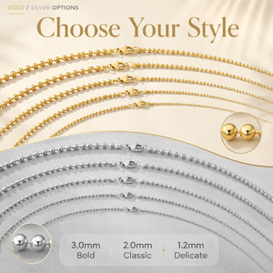 Collier tendance en chaîne à billes polies en acier inoxydable 316L, résistant au ternissement, étanche, empilable, pour hommes et femmes - Product Image 4