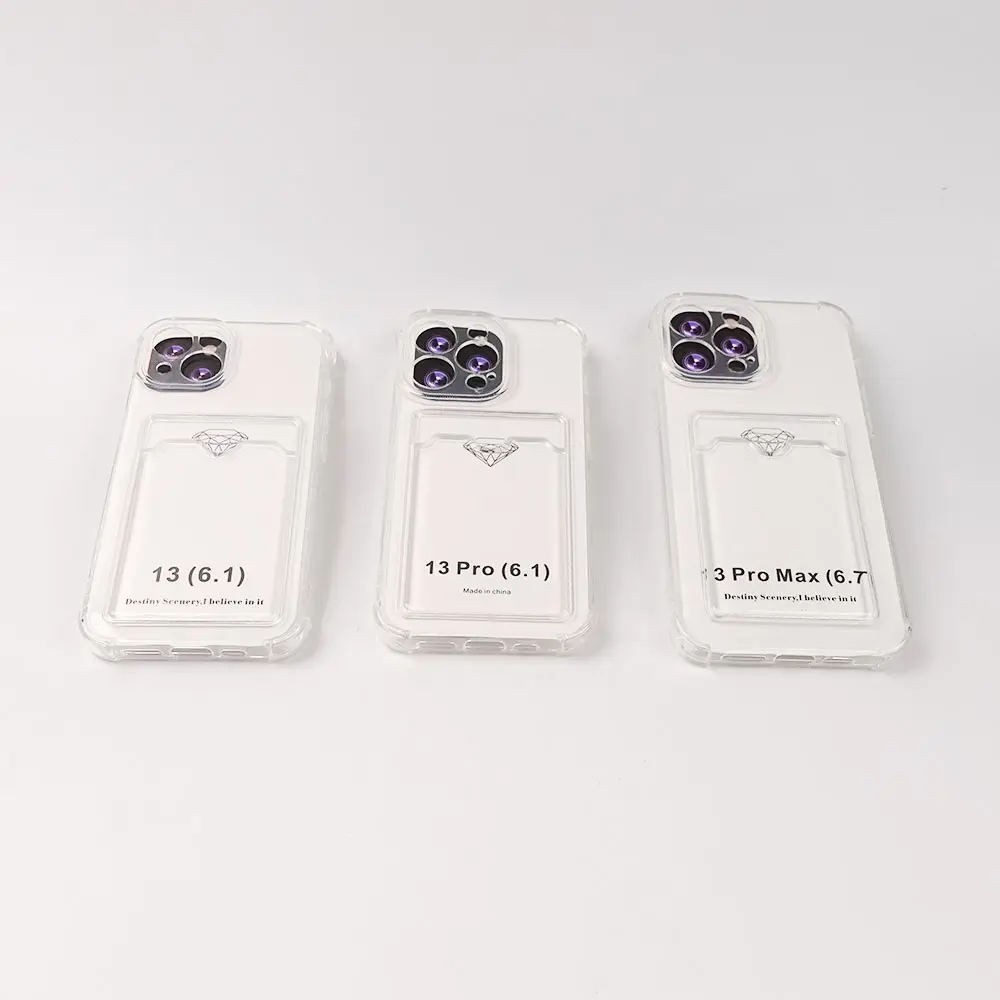 Étui de téléphone transparent en TPU étui porte-carte antichoc pour iPhone 15 étui souple pour iphone 15plus 14 pro 15 promax housse de téléphone emballée