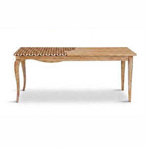 Ensemble de table à manger en bois massif moderne avec finition naturelle et design incrusté pour les salles à manger à domicile et dans les hôtels - Product Image 1
