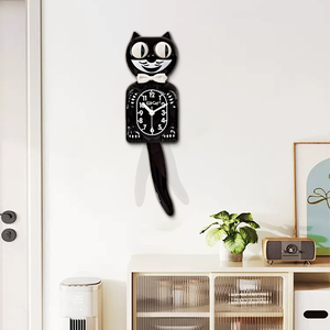 <span class=keywords><strong>Orologio</strong></span> a Pendolo <span class=keywords><strong>da</strong></span> <span class=keywords><strong>Parete</strong></span> Kate Cat 2D <span class=keywords><strong>con</strong></span> Design Invertito - Alimentato a Batteria, Adatto per Soggiorni e Camere dei Bambini - Product Image 3