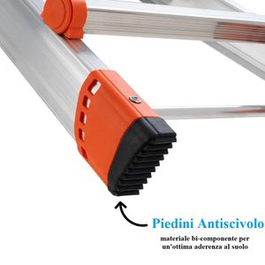Scala Telescopica Peppina 4+4 Gradini in Alluminio con Piedini Antiscivolo Altezza Massima 4,70 Metri - Product Image 5