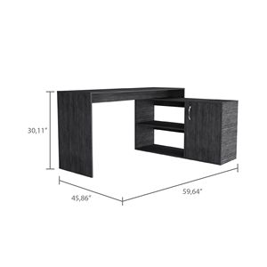 Smokey Oak L-Shaped Office <b>Desk</b> with 1-Drawer and 2-Shelves <b>Computer</b> <b>Desk</b> - Product Image 5