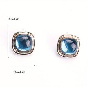 2 pz classico blu perla di <span class=keywords><strong>cristallo</strong></span> orecchini esagerati gioielli Vintage splendido palazzo pendenti clip orecchio per la festa delle donne - Product Image 4