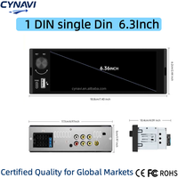 Universal Linux 1 DIN 6.3 Inch CarPlay Android Auto FM Kontrol Setir MP5 Layar Sentuh Autoradio