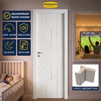 Porte intérieure insonorisée en bois massif noyer, pré-montée, avec incrustation Sunburst, pour chambre principale, style American Home