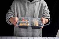 Contenants alimentaires jetables de luxe Richfull pour micro-ondes, en plastique, 32 oz, base noire, avec couvercles, 1-2-3 compartiments pour repas