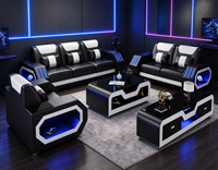 Ensemble de canapés inclinables de luxe en cuir de style européen italien Chesterfield intelligent 7 places et mobilier de salon moderne