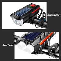 Luz Delantera Solar para Bicicleta, Lámpara de Bicicleta Recargable por USB, Sirena, Alarma de Seguridad, Soporte para Manillar, Equipo de Ciclismo Nocturno para Hombre
